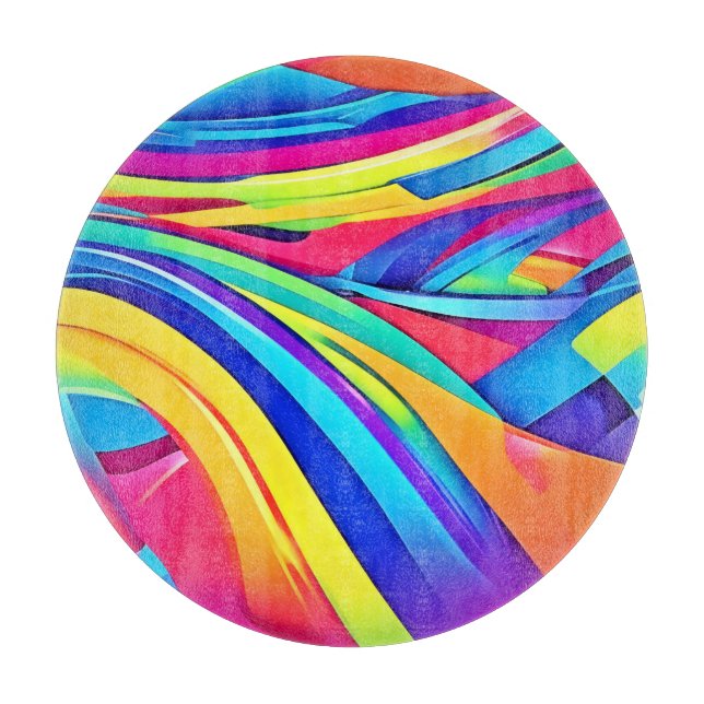 Vibrant Abstract Color Wave Art Cutting Board (Front)