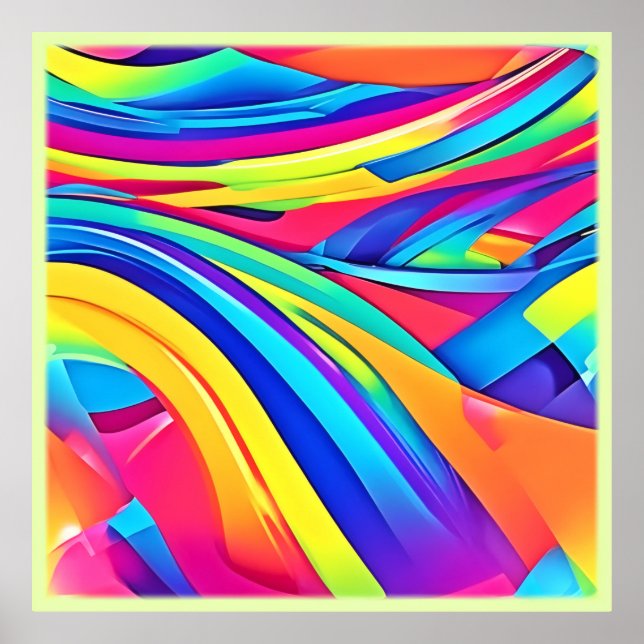 Vibrant Abstract Color Wave Art Poster (Front)