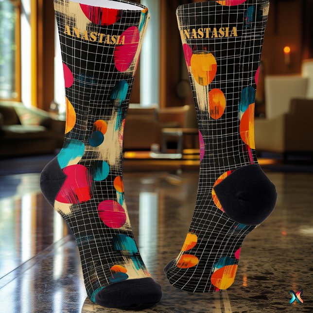 Vibrant Abstract Colorful Brushstroke Pattern Socks (Creator Uploaded)