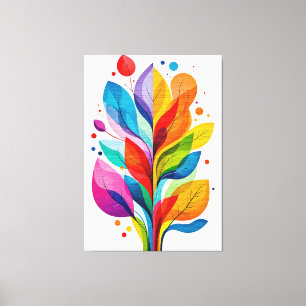 Vibrant Abstract Colorful Tree Of Life Botanical Canvas Print