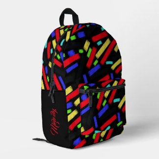 Vibrant Abstract Crayon Lines Bold Artistic Printed Backpack