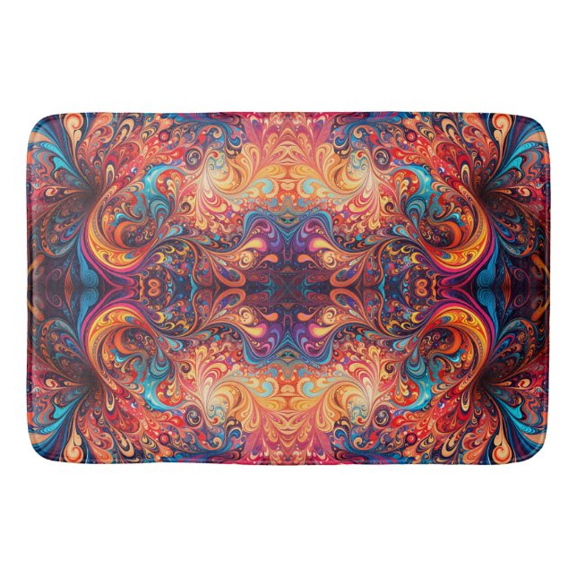 Vibrant Abstract Design Bath Mat (Front)