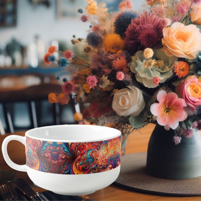 Vibrant Abstract Design Soup Mug (Creator Uploaded)
