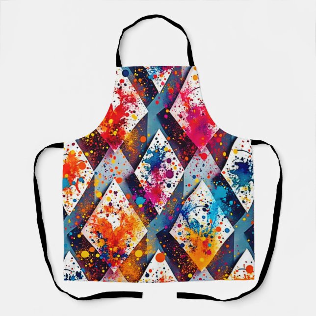 Vibrant Abstract Diamond Patterns Apron (Front)