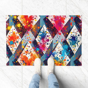 Vibrant Abstract Diamond Patterns Doormat