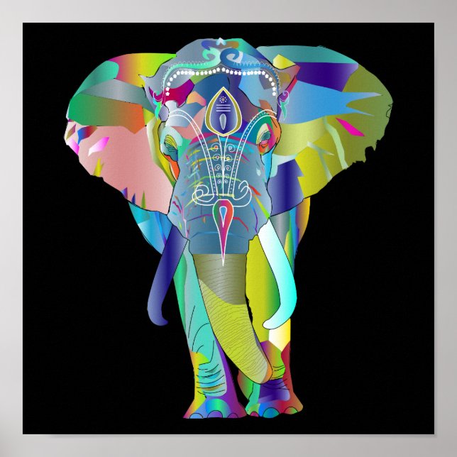 Vibrant abstract elephant painting Poster (Front)