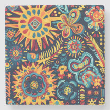 Vibrant Abstract Ethnic Huichol Tribal Pattern