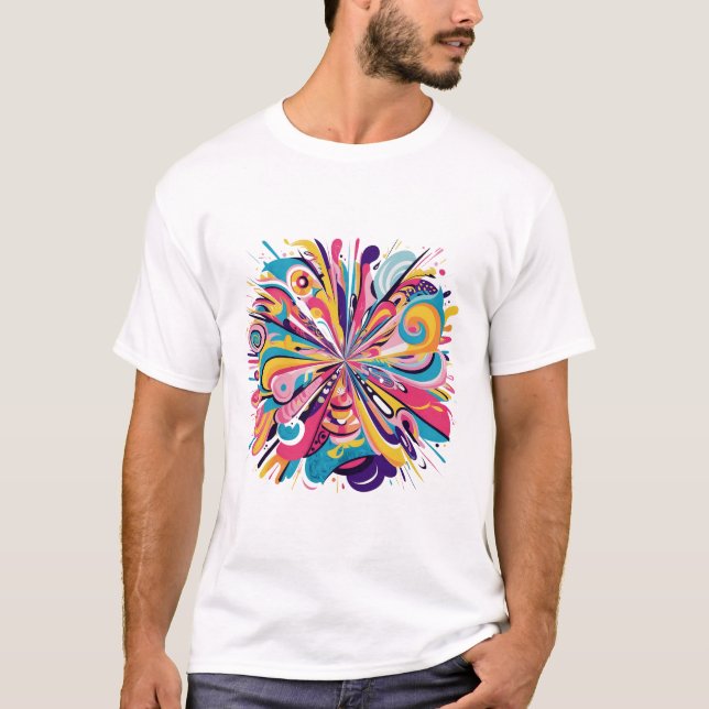 Vibrant Abstract Explosion T-Shirt – Colorful Art (Front)