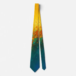 Vibrant Abstract Explosion – Yellow, Teal & Blue Neck Tie