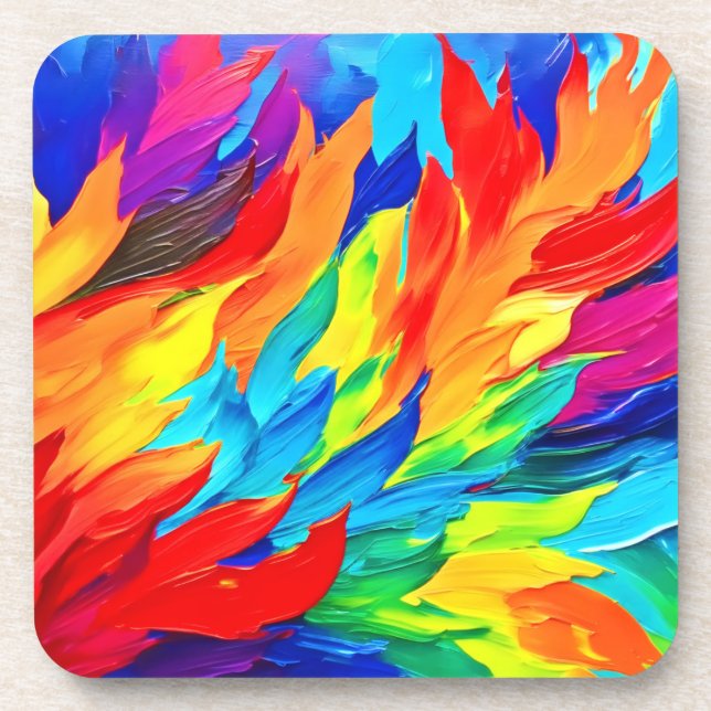 Vibrant Abstract Expressionism Painting  Beverage Coaster (Front)