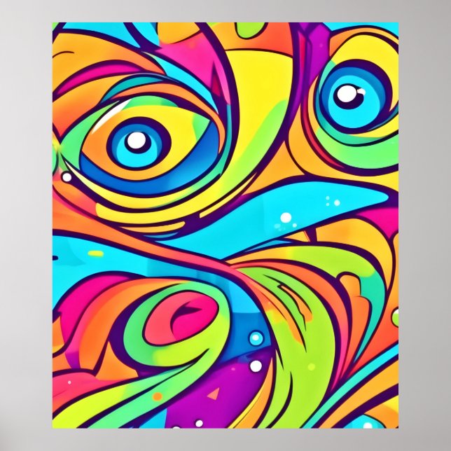 Vibrant Abstract Eyes Design Poster (Front)