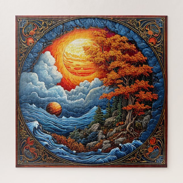 Vibrant Abstract Fantasy Landscape Jigsaw Puzzle (Vertical)