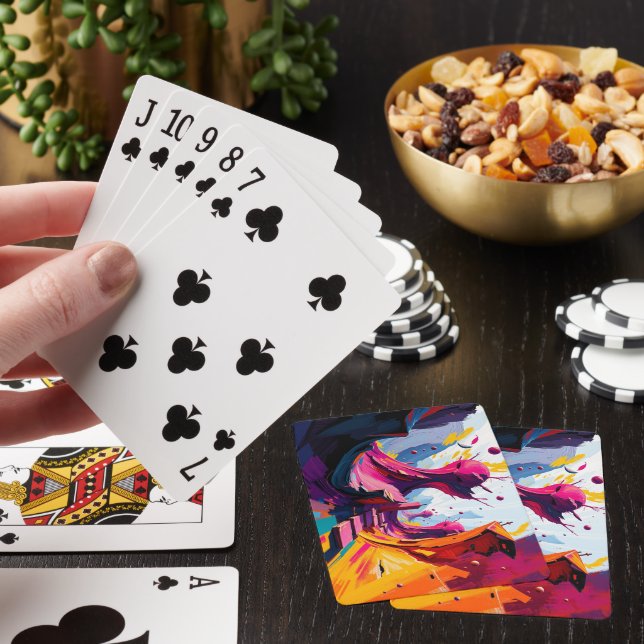Vibrant Abstract Fantasy Landscape Poker Cards (In Situ)