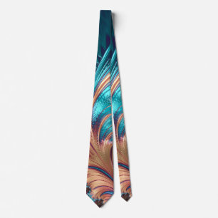 Vibrant Abstract Feathers Turquoise & Purple Neck Tie