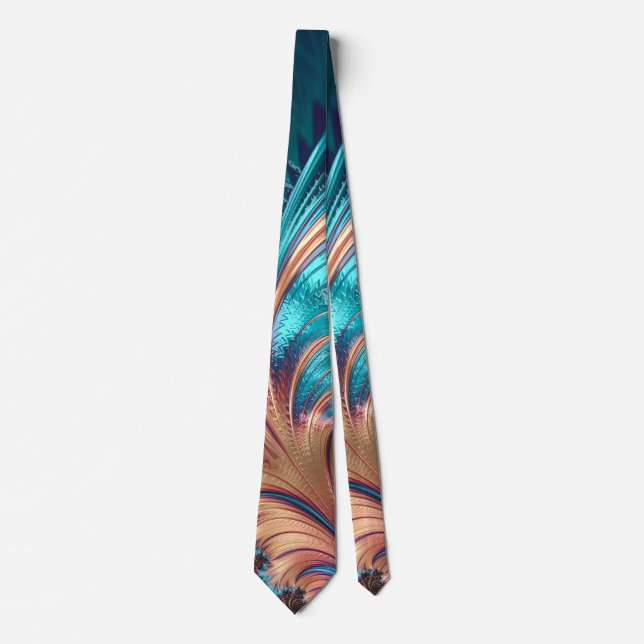 Vibrant Abstract Feathers Turquoise & Purple Neck Tie (Front)