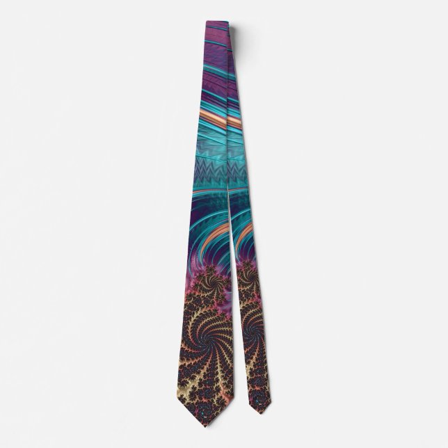 Vibrant Abstract Feathers Turquoise & Purple Neck Tie (Front)