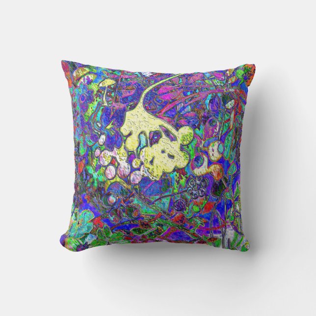 vibrant abstract floral 1 throw pillow (Front)