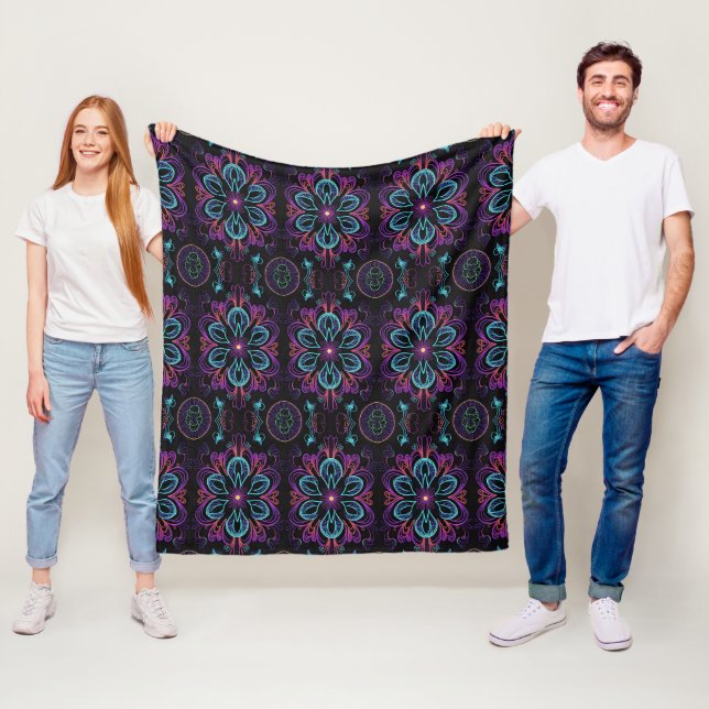Vibrant Abstract Floral 2  Fleece Blanket (In Situ)