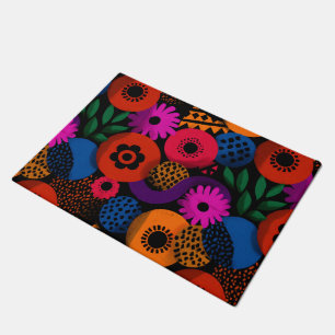 Vibrant Abstract Floral and Geometric Pattern Doormat