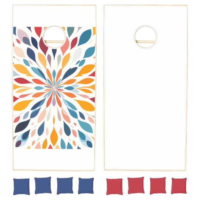 Vibrant Abstract Floral Burst Pattern  Cornhole Set (Set)