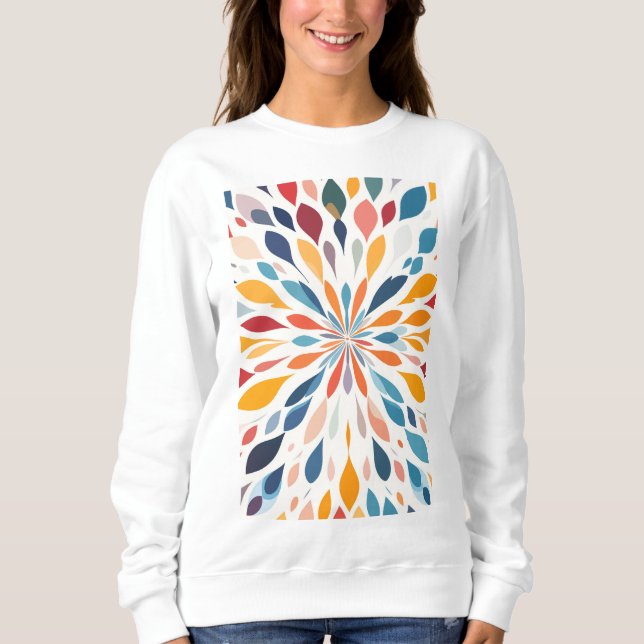 Vibrant Abstract Floral Burst Pattern  Sweatshirt (Front)