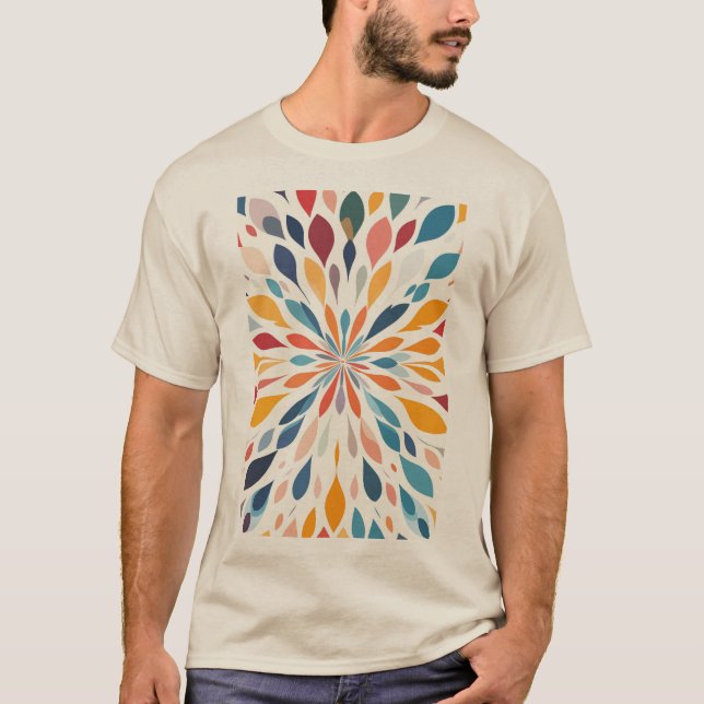 Vibrant Abstract Floral Burst Pattern  T-Shirt (Front)