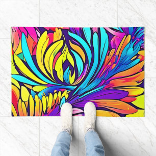 Vibrant Abstract Floral Doormat
