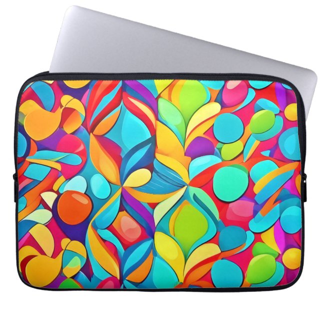Vibrant Abstract Floral Explosion Laptop Sleeve (Front)
