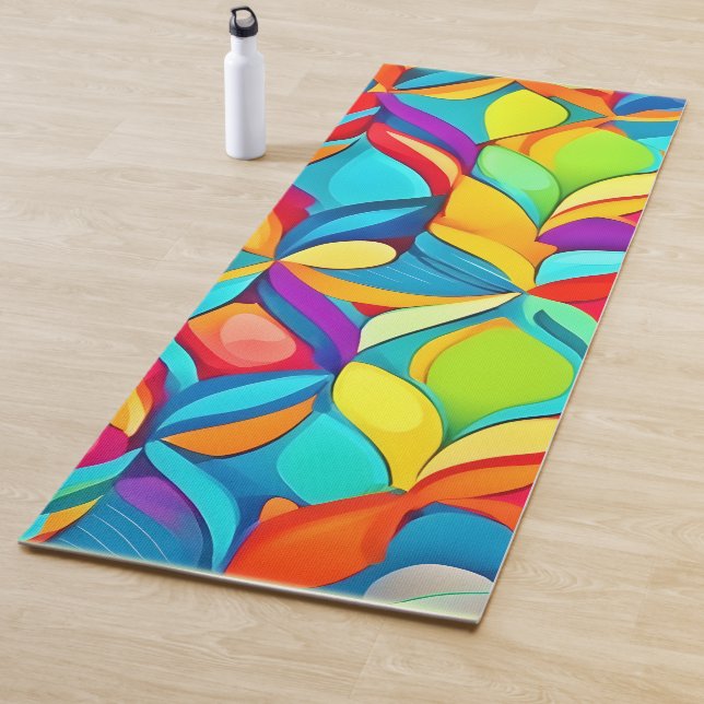 Vibrant Abstract Floral Explosion Yoga Mat (In Situ)