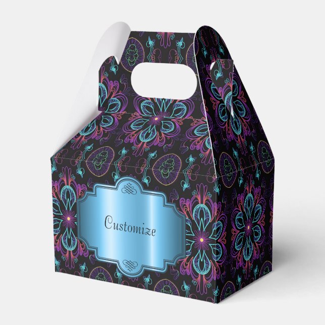 Vibrant Abstract Floral Gable Favor Boxes (Front Side)