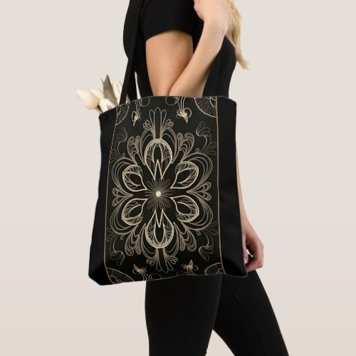 Vibrant Abstract Floral Gold Tote Bag
