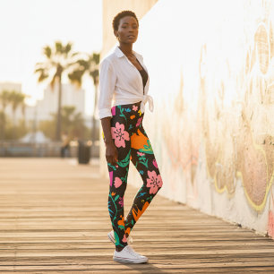 Vibrant Abstract Floral  Leggings