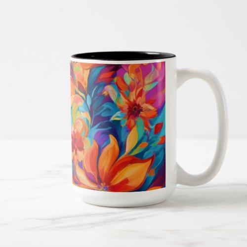 Vibrant Abstract Floral Mug