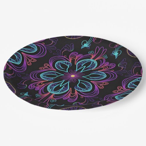 Vibrant Abstract Floral   Paper Plates
