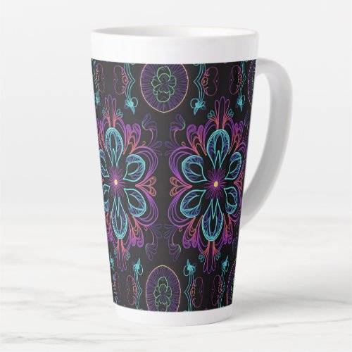 Vibrant Abstract Floral Pattern   Latte Mug