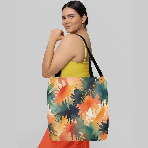 Vibrant abstract floral pattern tote bag