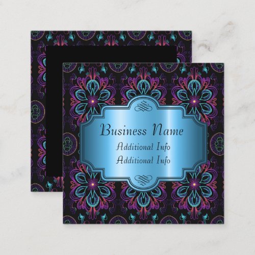 Vibrant Abstract Floral   Square Business Card