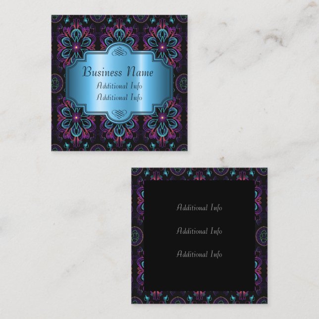 Vibrant Abstract Floral   Square Business Card (Front/Back)
