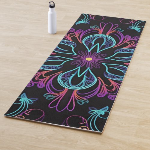 Vibrant Abstract Floral   Yoga Mat