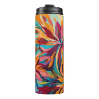 Vibrant Abstract Flowers Thermal Tumbler