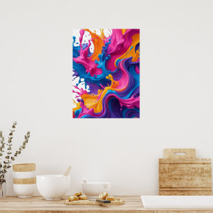 Vibrant Abstract Fluid Art – Color Splash Design Poster