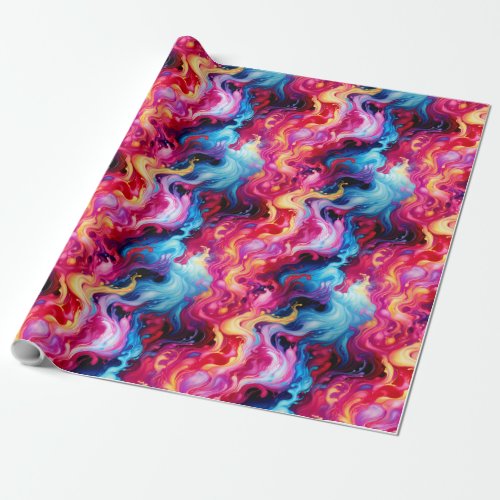 Vibrant Abstract Fluid Art Wrapping Paper