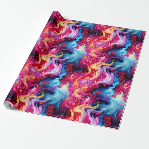 Vibrant Abstract Fluid Art Wrapping Paper