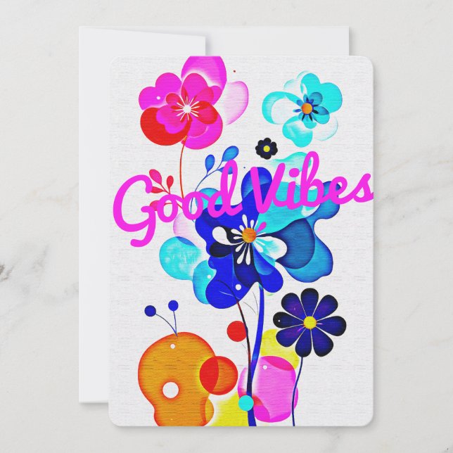 Vibrant Abstract Fluid Flowers Spring Event Holiday Card (Front)