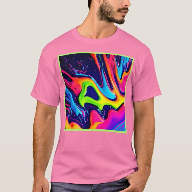 Vibrant Abstract Fluid Splashes T-Shirt (Front)