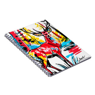 Vibrant Abstract Forest Deer Contemporary Fine Art Notebook