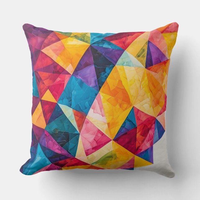 Vibrant Abstract Geometric Artwork Throw Pillow (Front)
