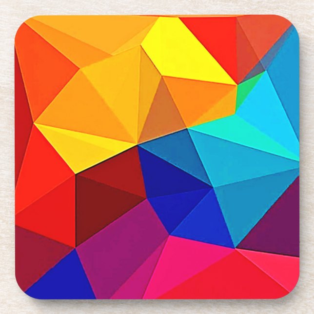 Vibrant Abstract Geometric Flow Design Beverage Coaster (Front)