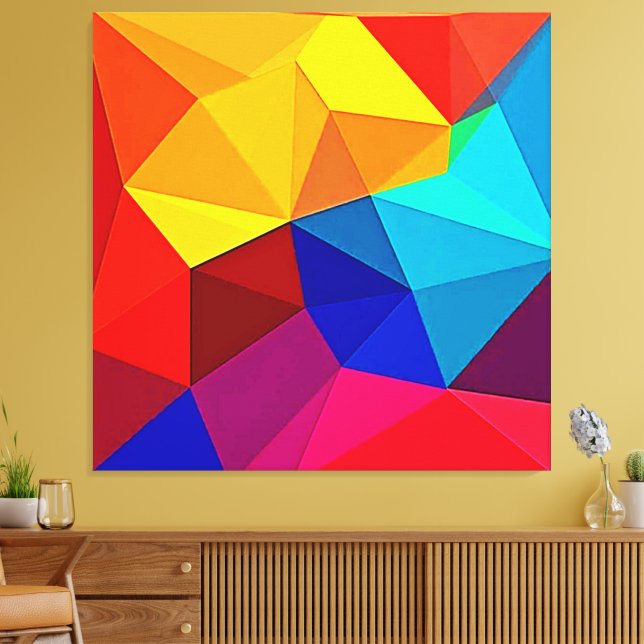 Vibrant Abstract Geometric Flow Design Canvas Print (Insitu(LivingRoom))