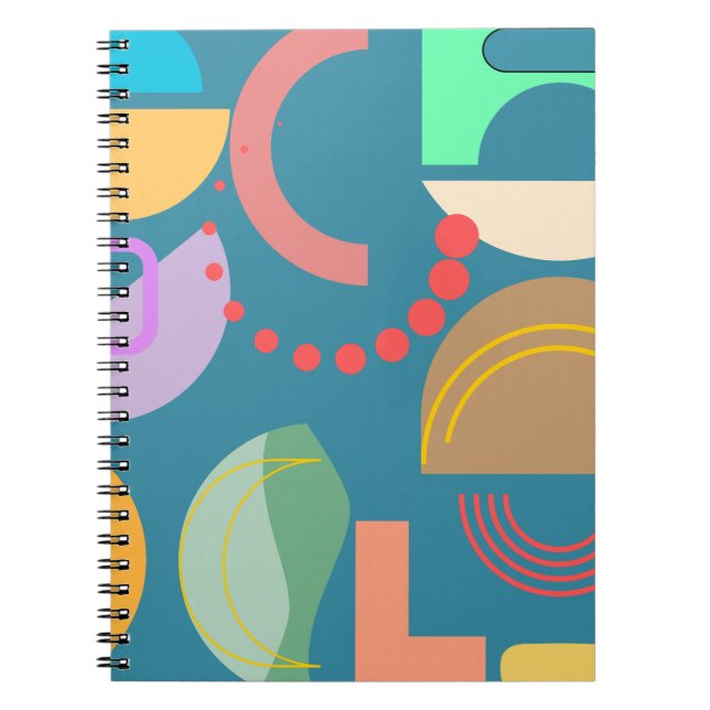 Vibrant Abstract Geometric Personalized Name Notebook (Front)